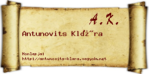 Antunovits Klára névjegykártya
