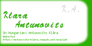klara antunovits business card
